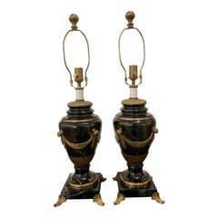 Pair of Empire Style E. F. Chapman Trompe L'oeil Faux Marble Table Lamps, 1980s