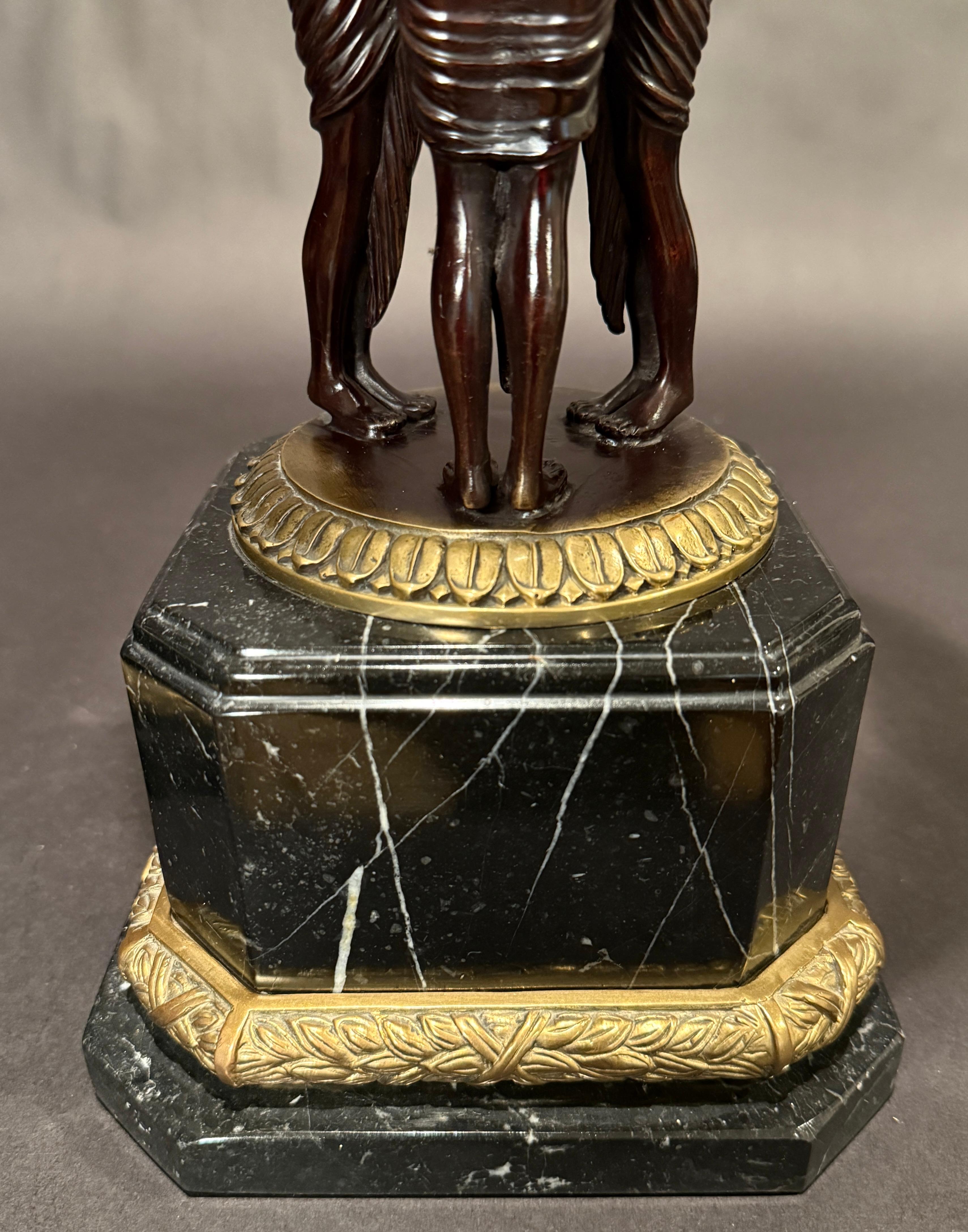 French Pair Of Empire Style Figural Candle Hurricane Lamps