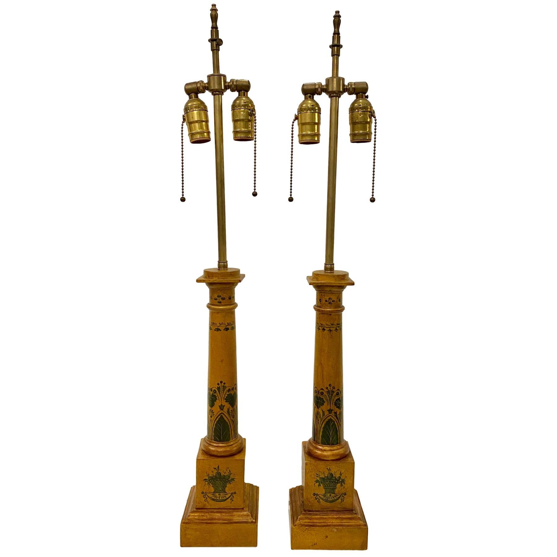 Mid-20th Century Pair of Empire-Style French Lamps For Sale