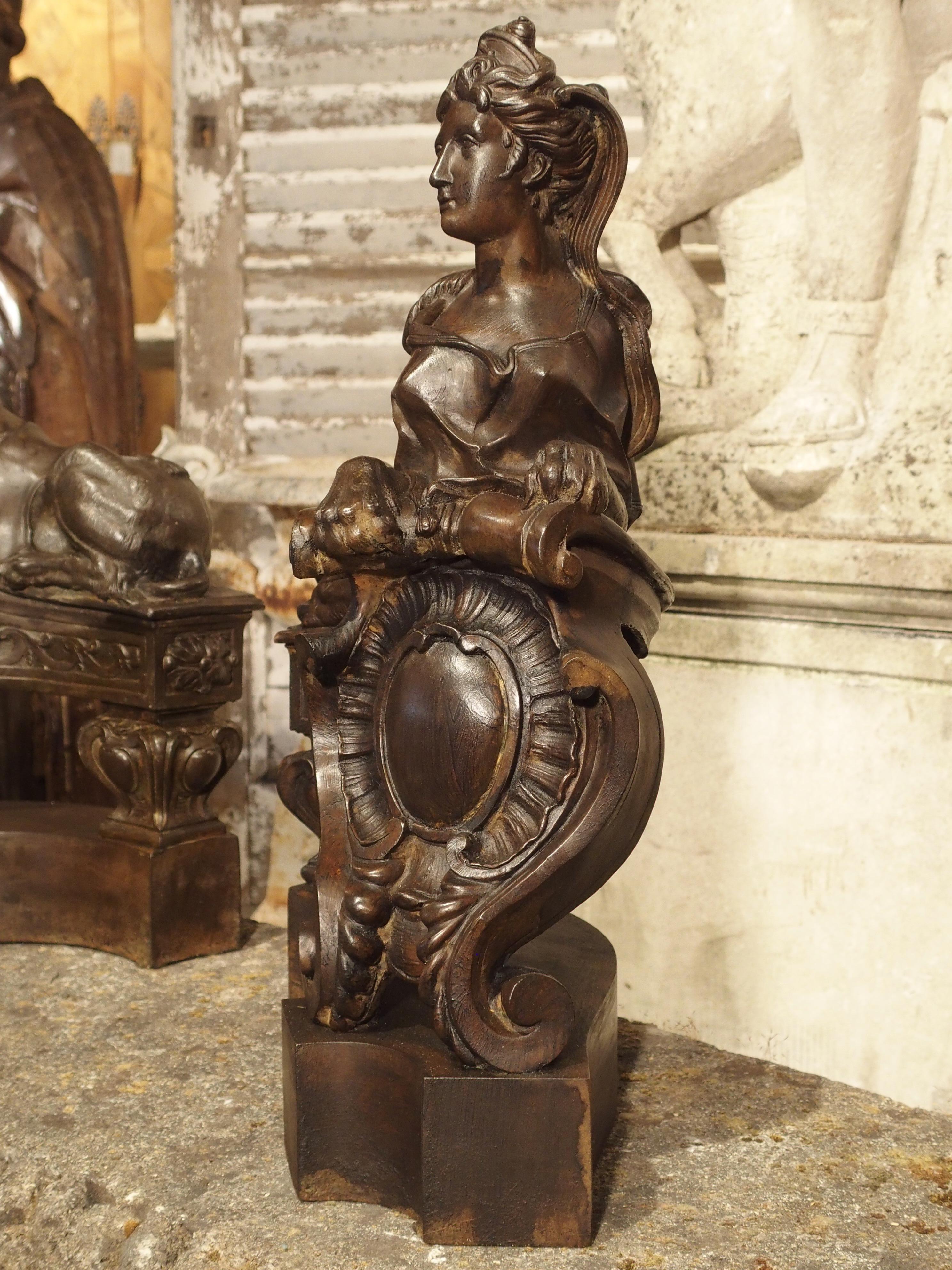 Pair of Late 19th Century French Sphinx Chenets in Cast Iron 8