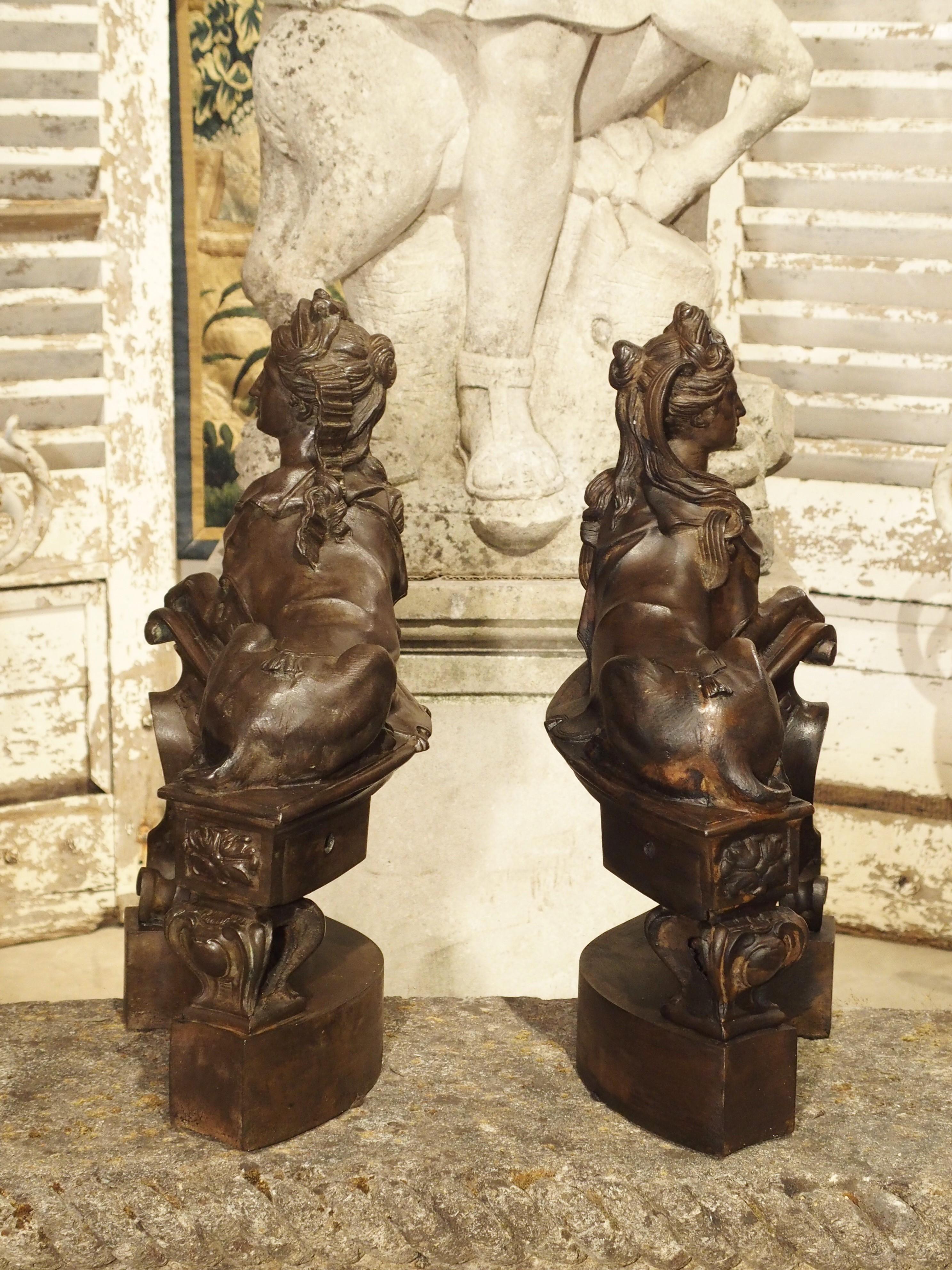 Pair of Late 19th Century French Sphinx Chenets in Cast Iron 15