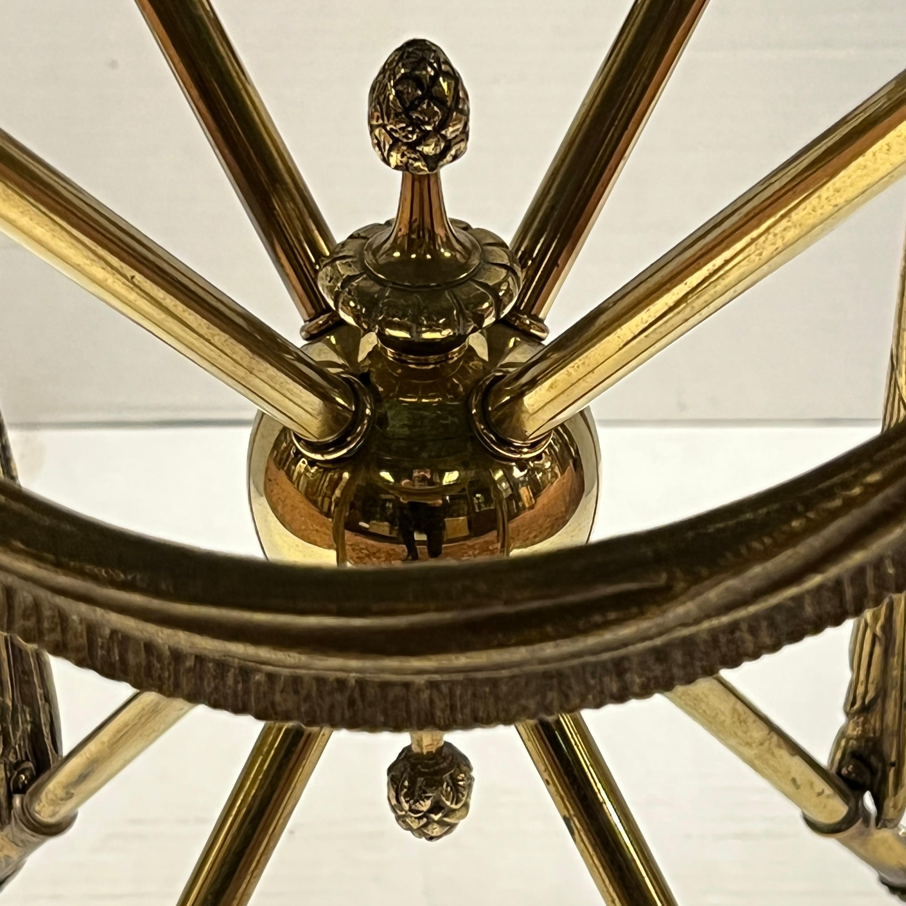 Pair of Empire Style Gilt Bronze and Faux Green Marble Gueridon Tables For Sale 7