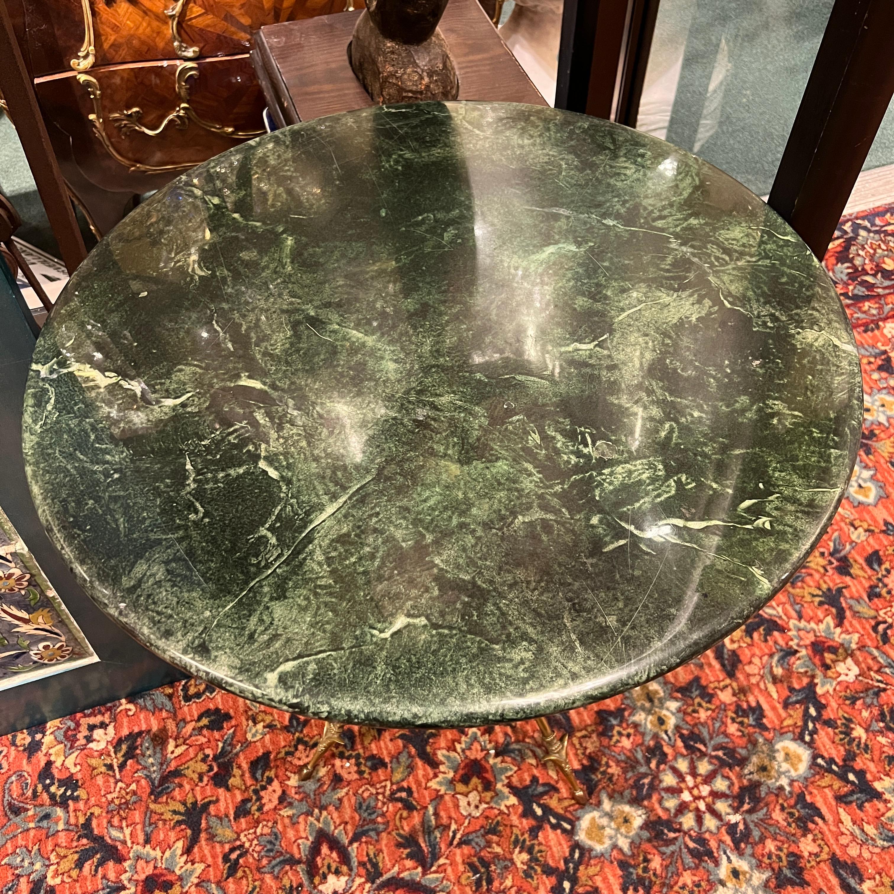 Pair Gilt Bronze and Faux green marble Empire style Gueridon Tables. 
Provenance: From appleTV series, 