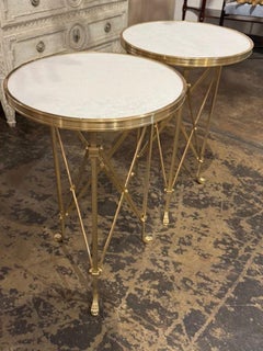 Pair of Empire Style Gilt Bronze and Marble Topped Gueridons
