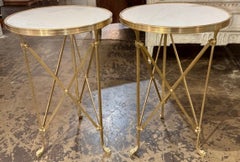 Pair of Empire Style Gilt Bronze and Marble Topped Gueridons