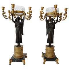 Coppia di candelabri in bronzo dorato stile impero di Thomire