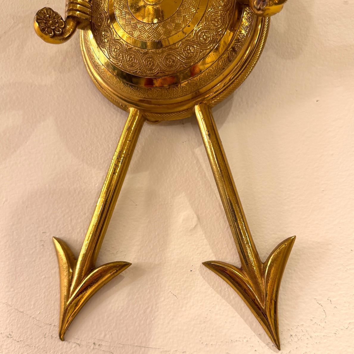 Pair of Empire Style Gilt Bronze Sconces For Sale 6