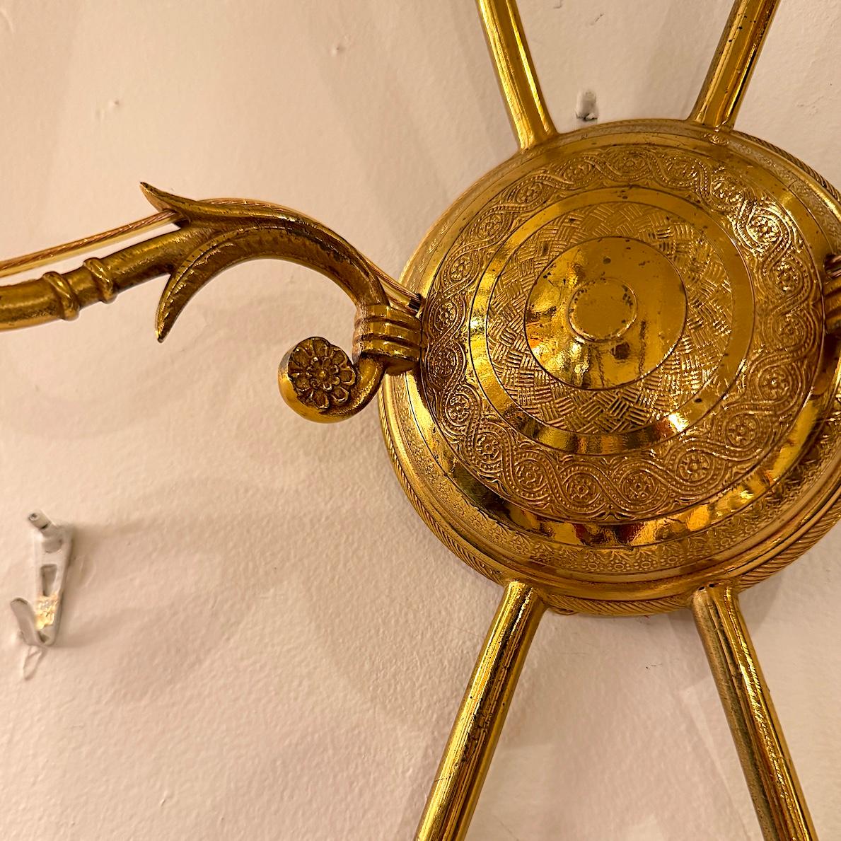 Pair of Empire Style Gilt Bronze Sconces For Sale 7