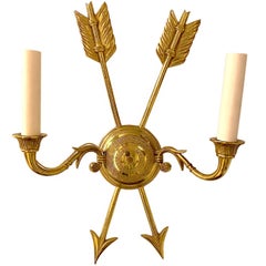 Paar Wandleuchter aus vergoldeter Bronze im Empire-Stil