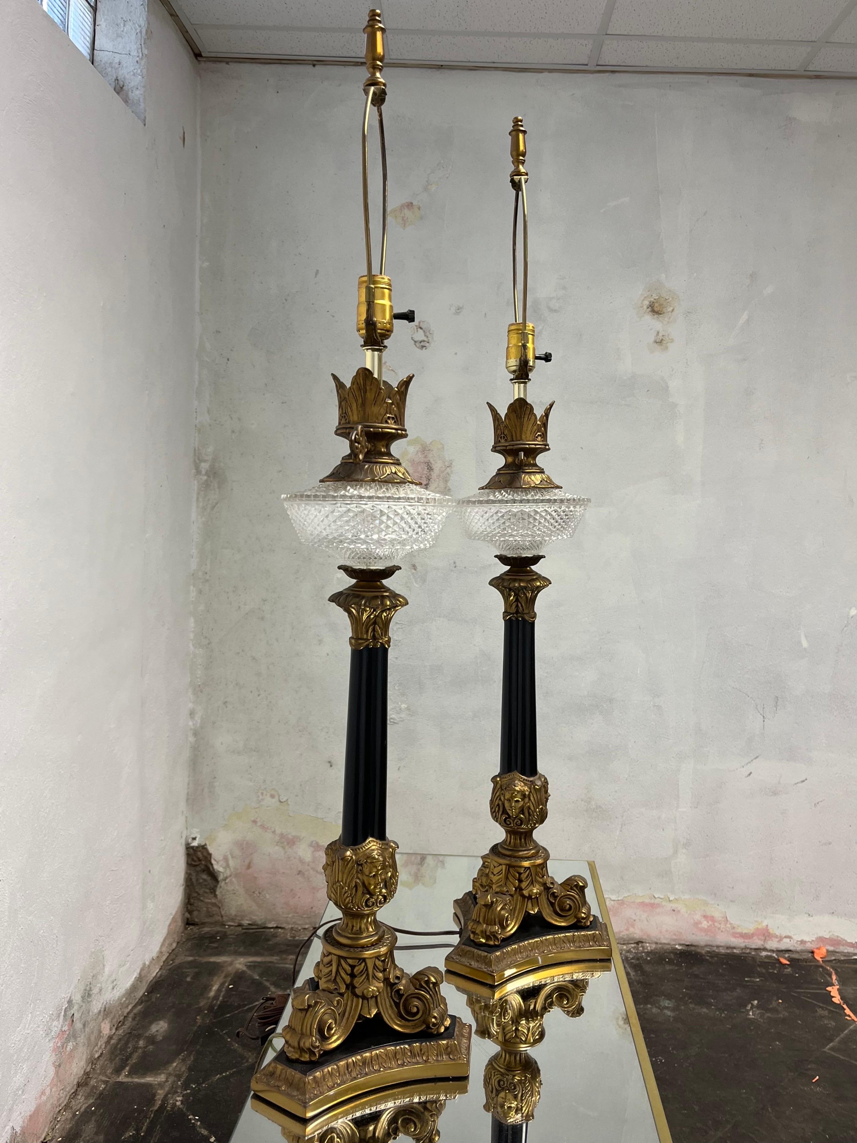 Pair of Empire Style Lamps In Good Condition For Sale In W Allenhurst, NJ