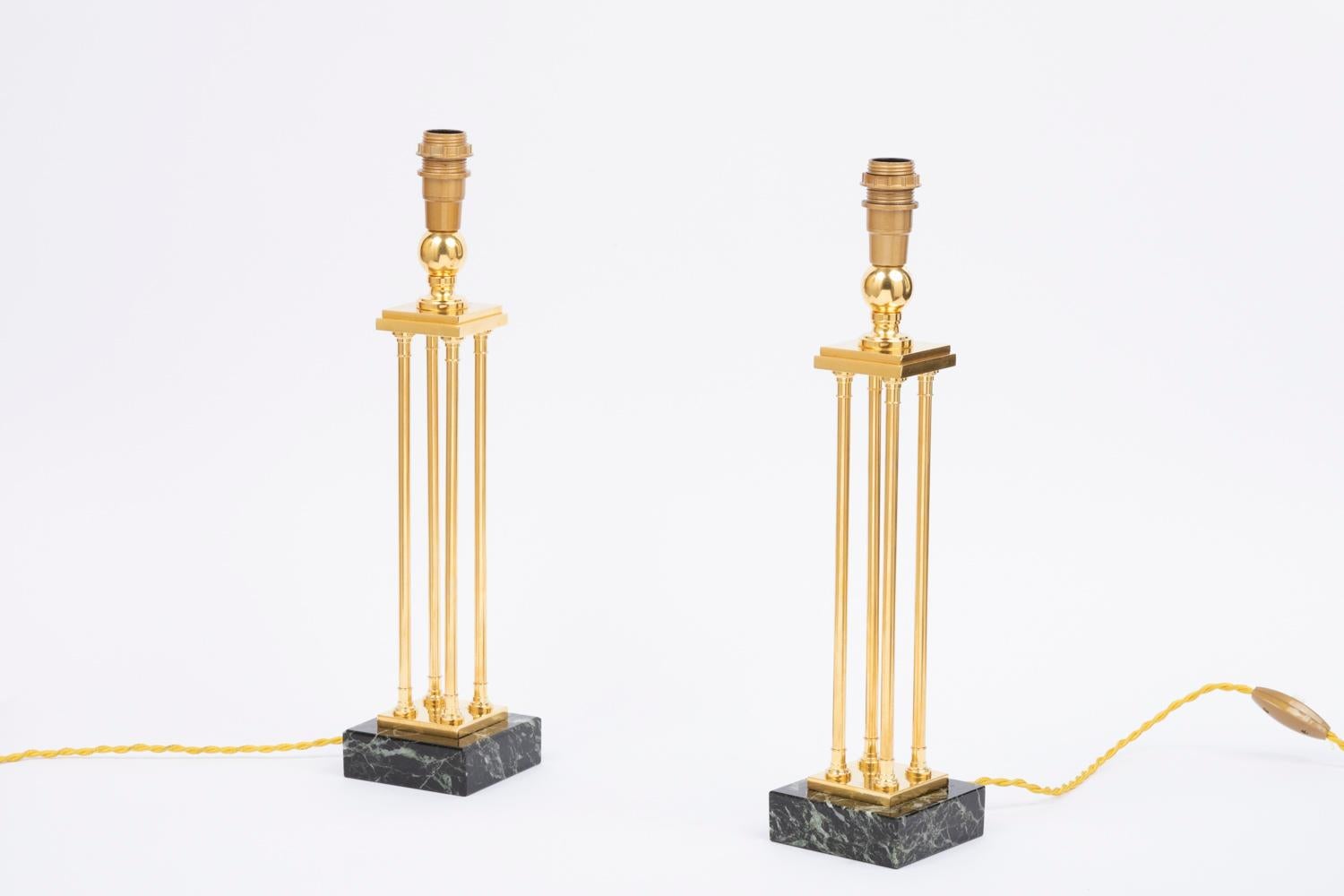 Pair of Empire Style Lamps in Gilt Bronze and Marble, 1970s In Good Condition In Saint-Ouen, FR