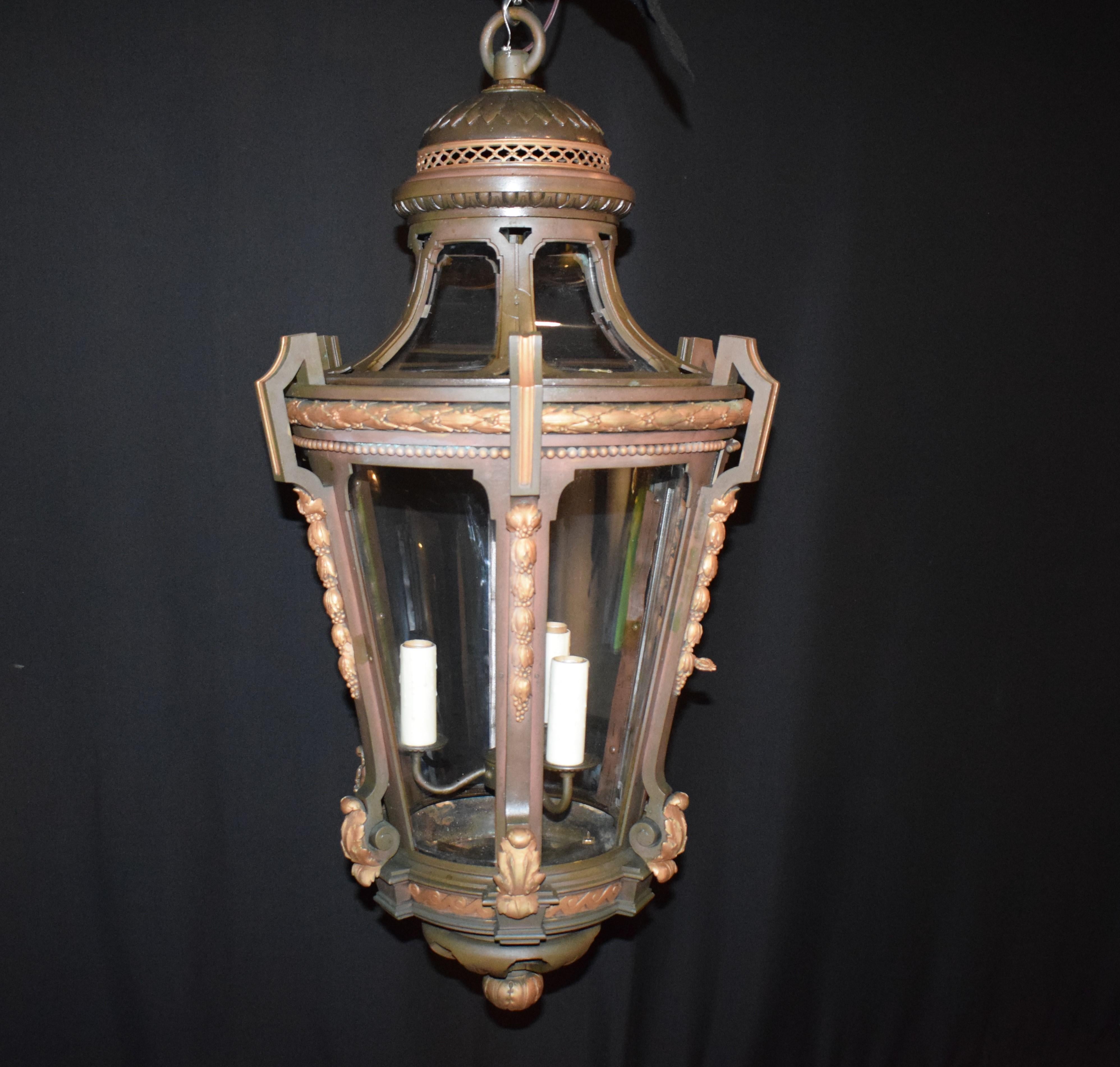 French Empire Style Lantern Form Chandelier For Sale