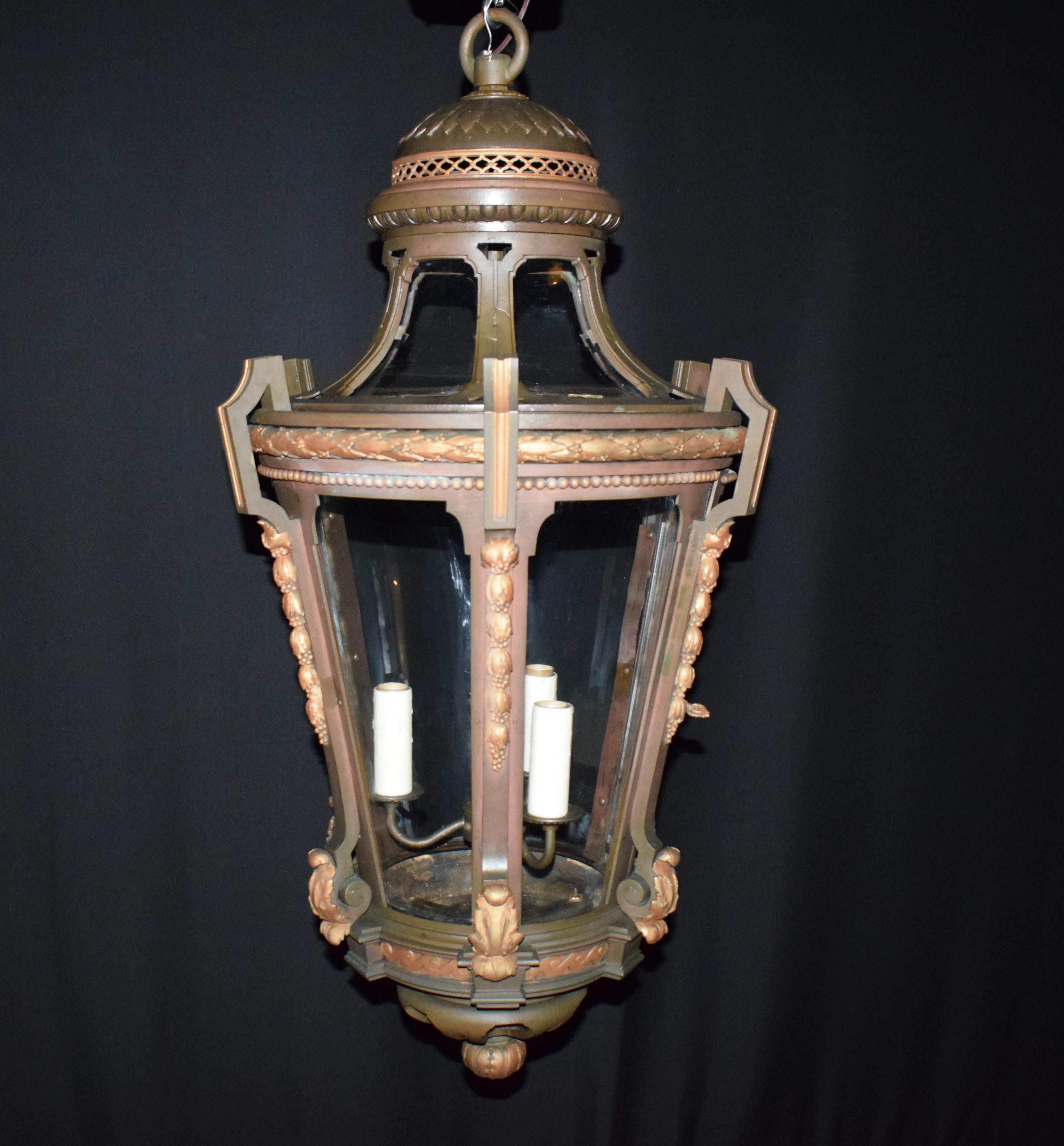 Empire Style Lantern Form Chandelier In Good Condition For Sale In Atlanta, GA
