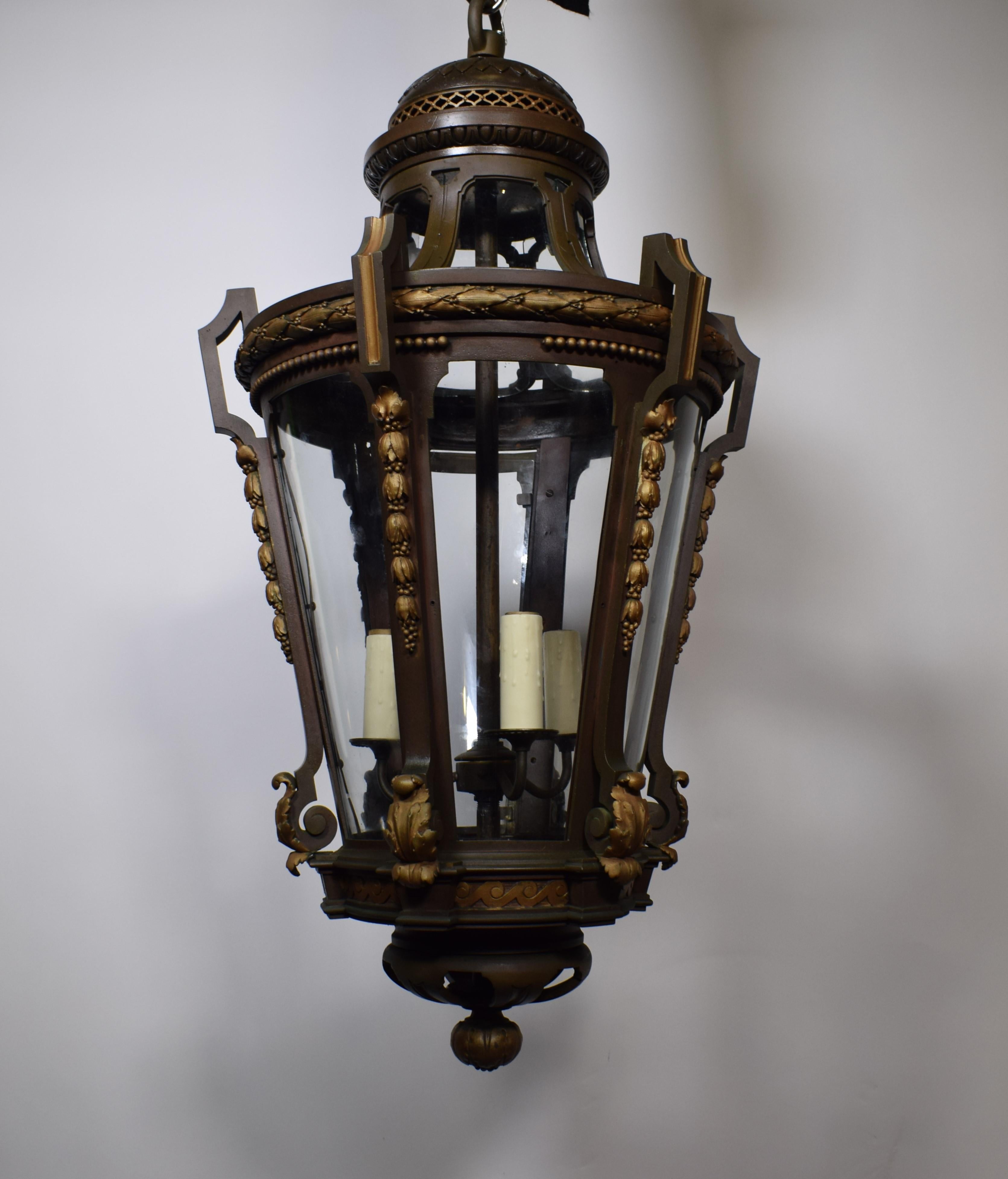 Early 20th Century Empire Style Lantern Form Chandelier For Sale