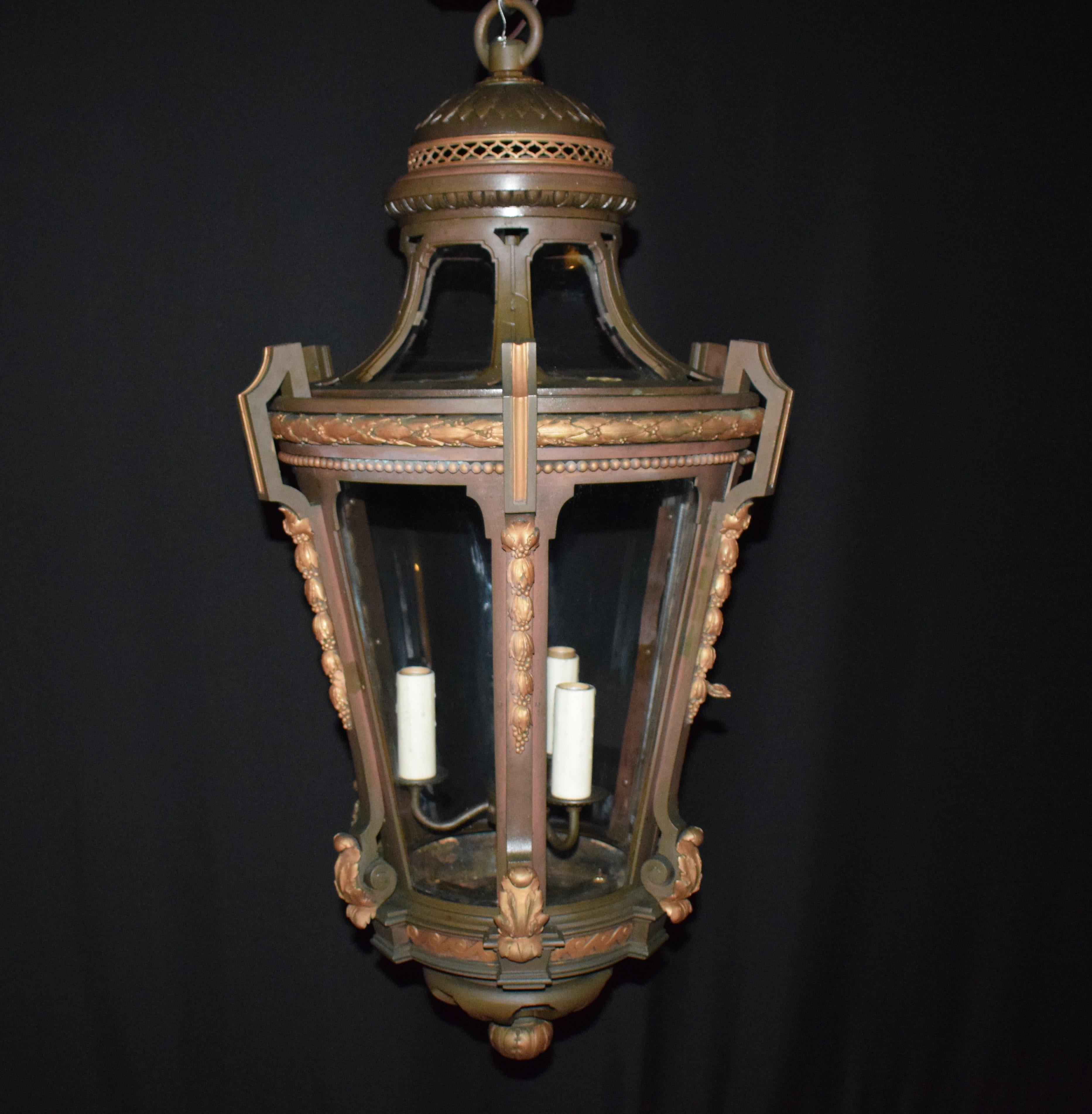 Bronze Empire Style Lantern Form Chandelier For Sale