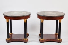 Pair of Empire Style Mahogany Ebonized Gueridon with Parcel-Gilt Details