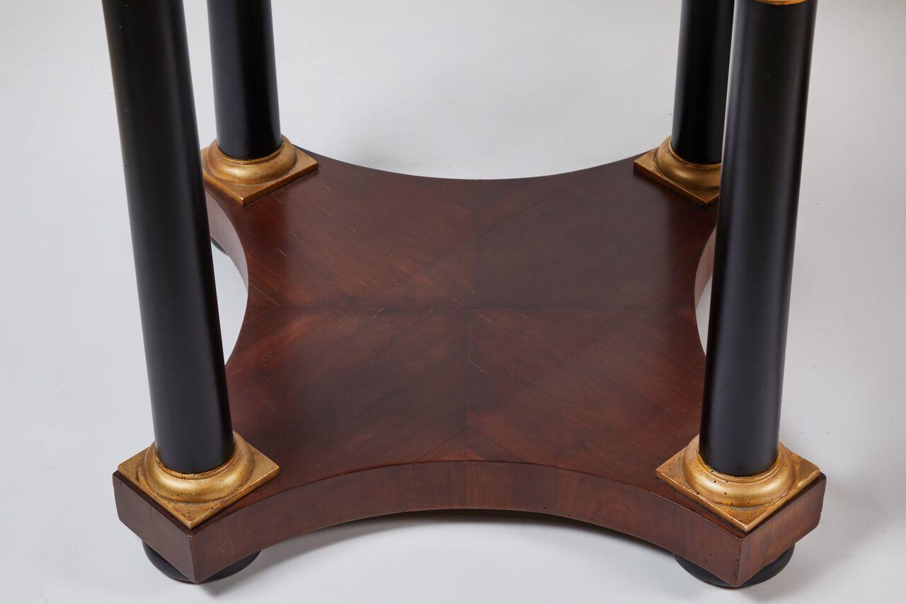 Pair of Empire Style Mahogany Ebonized Gueridon with Parcel-Gilt Details For Sale 1