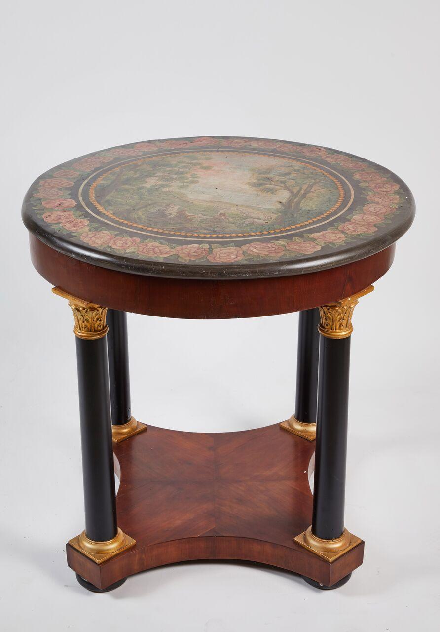 Pair of Empire Style Mahogany Ebonized Gueridon with Parcel-Gilt Details For Sale 4