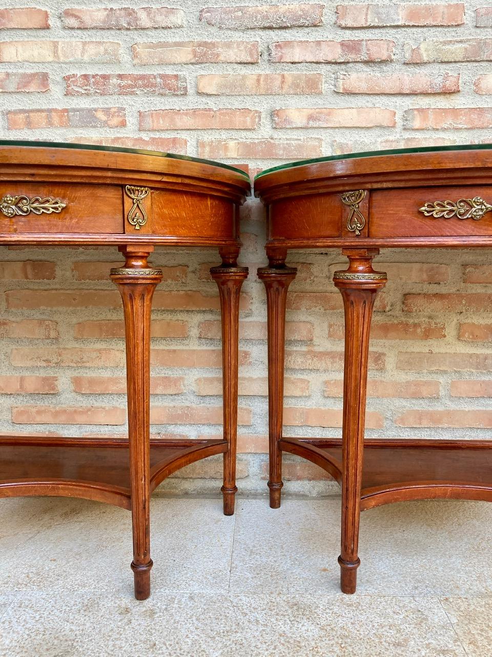 Pair of Empire Style Mahogany Wood Nightstands, 1930s For Sale 5