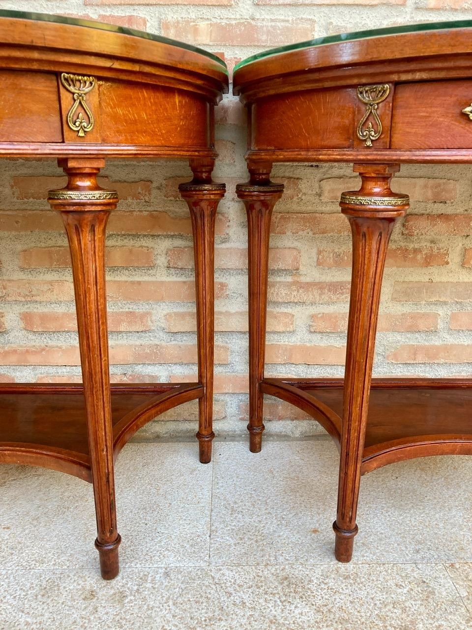 Pair of Empire Style Mahogany Wood Nightstands, 1930s For Sale 7