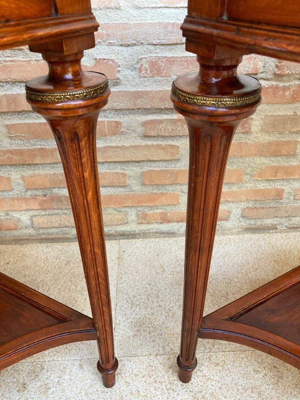 Pair of Empire Style Mahogany Wood Nightstands, 1930s For Sale 12