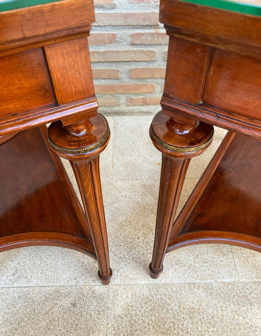 Pair of Empire Style Mahogany Wood Nightstands, 1930s For Sale 13