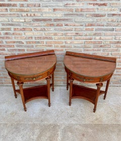 Pair of Empire Style Mahogany Wood Nightstands, 1930s