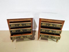 Pair of French Empire Style Marble Top Nightstands Commodes