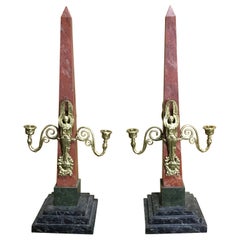 Pair of Empire Style Obelisk Two-Light Candelabra