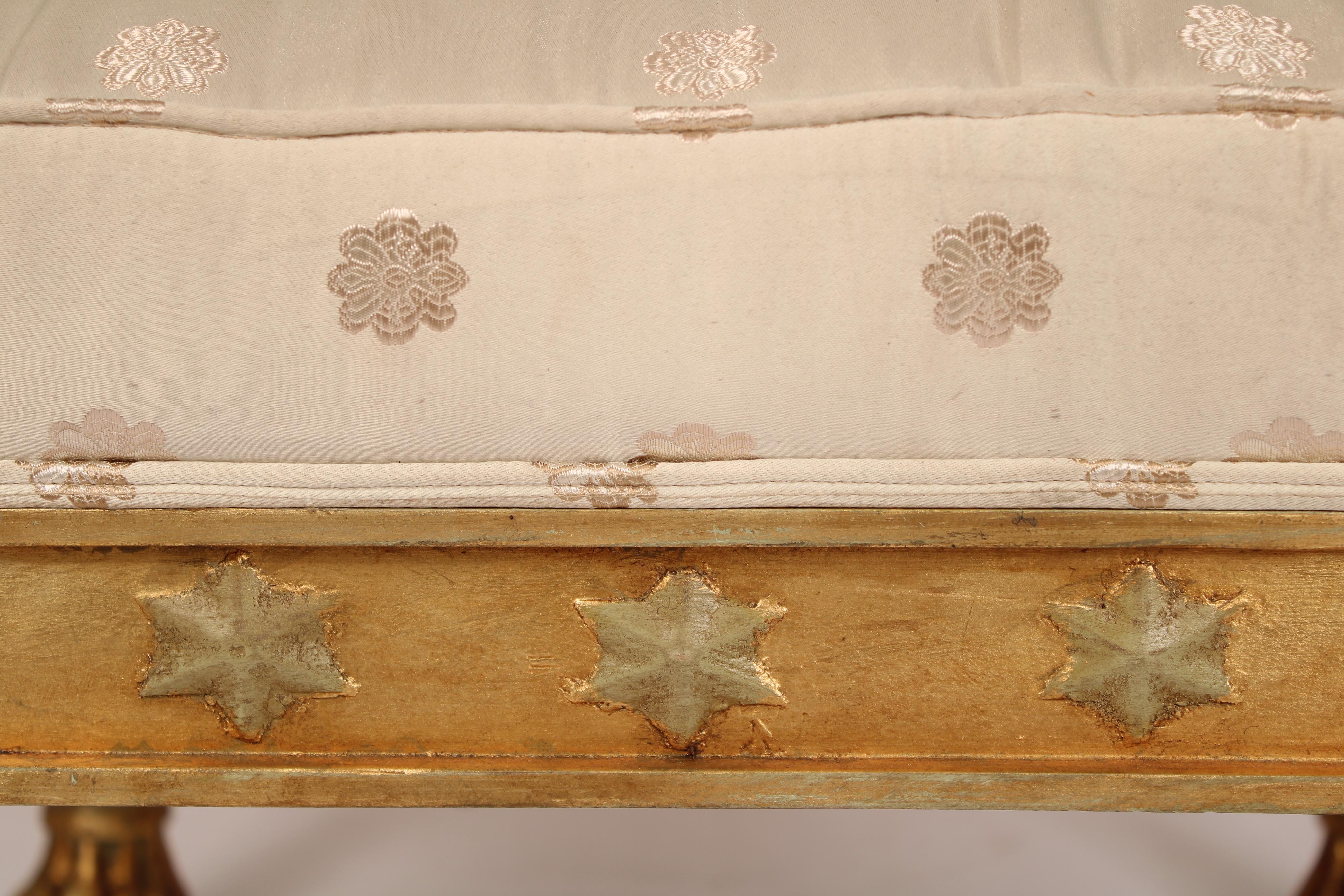 Pair of Empire Style Painted and Gilt Decorated Bergeres For Sale 7