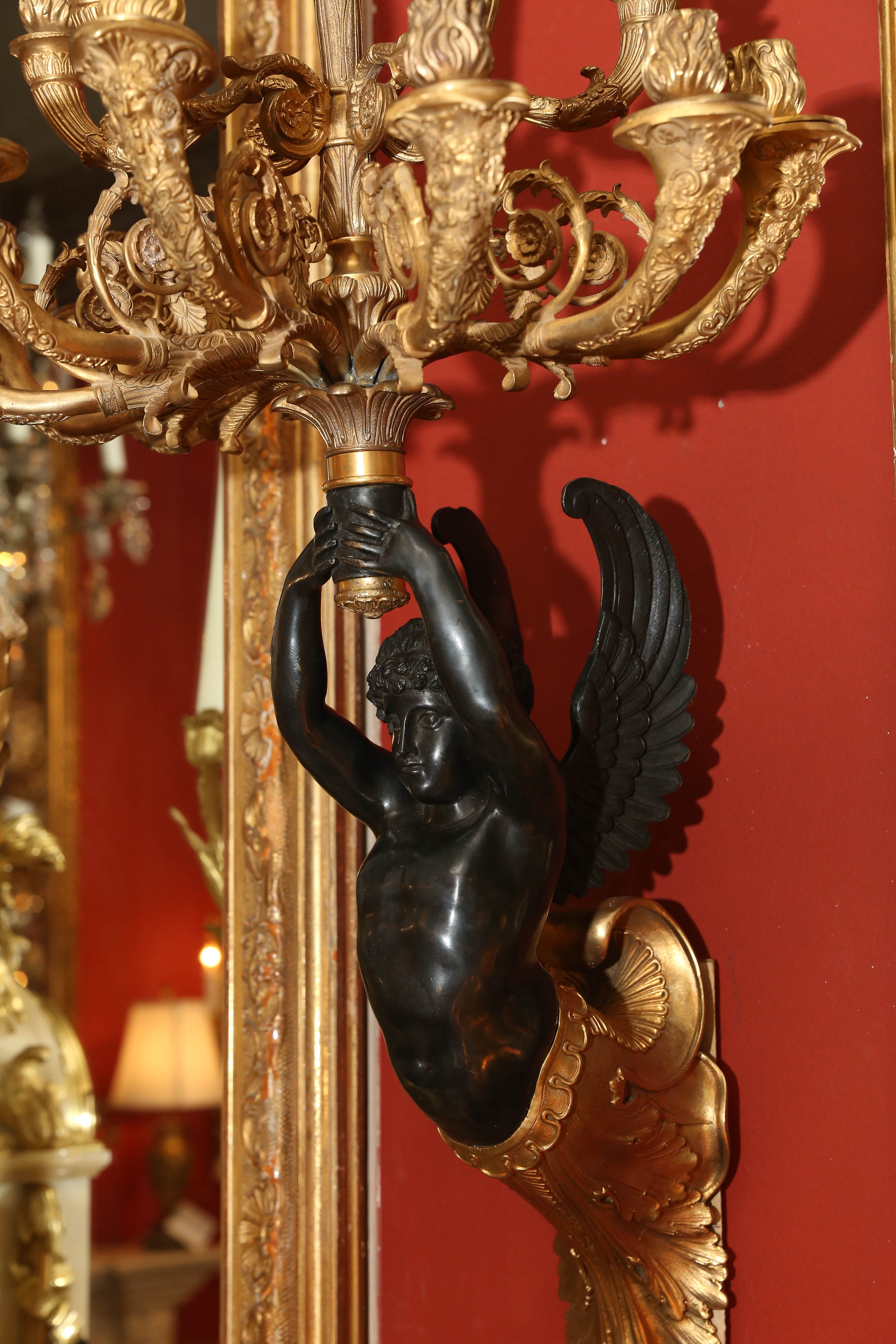 French Pair of Empire Style Sconces, 19th Century