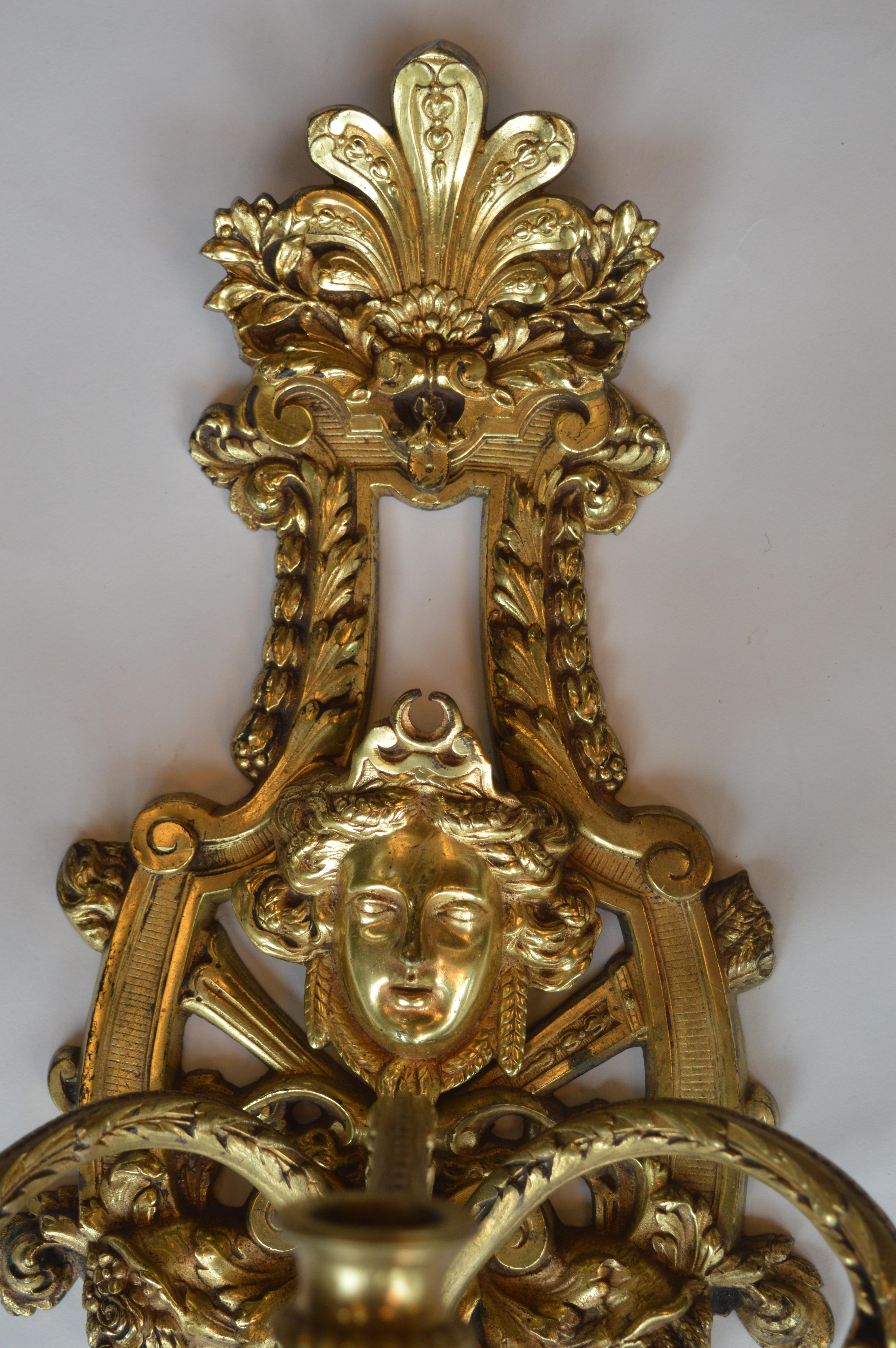 French Pair of Empire Style Sconces For Sale