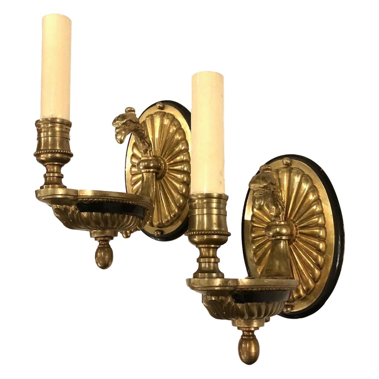 Pair of Empire Style Sconces For Sale