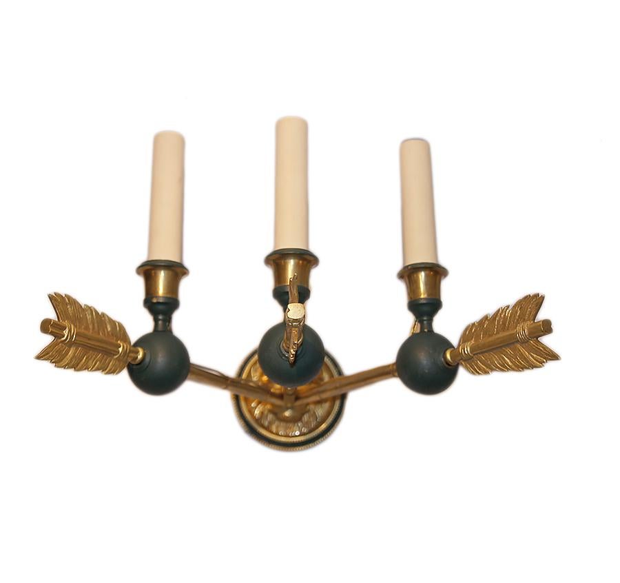 Mid-20th Century Pair of Empire Style Sconces with Lion Motif For Sale
