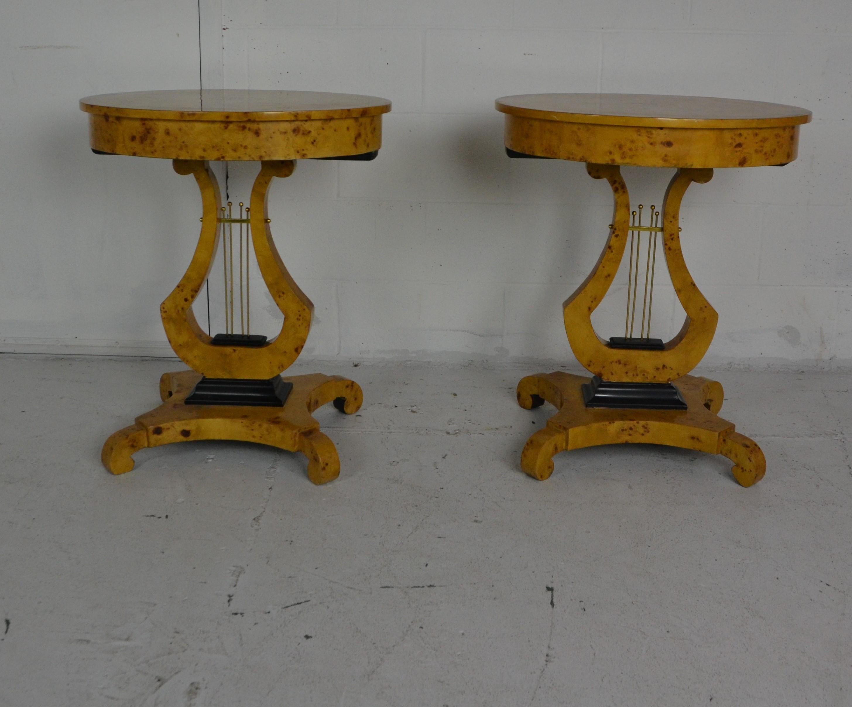 Wood Pair of Empire Style Side Tables / Nightstands