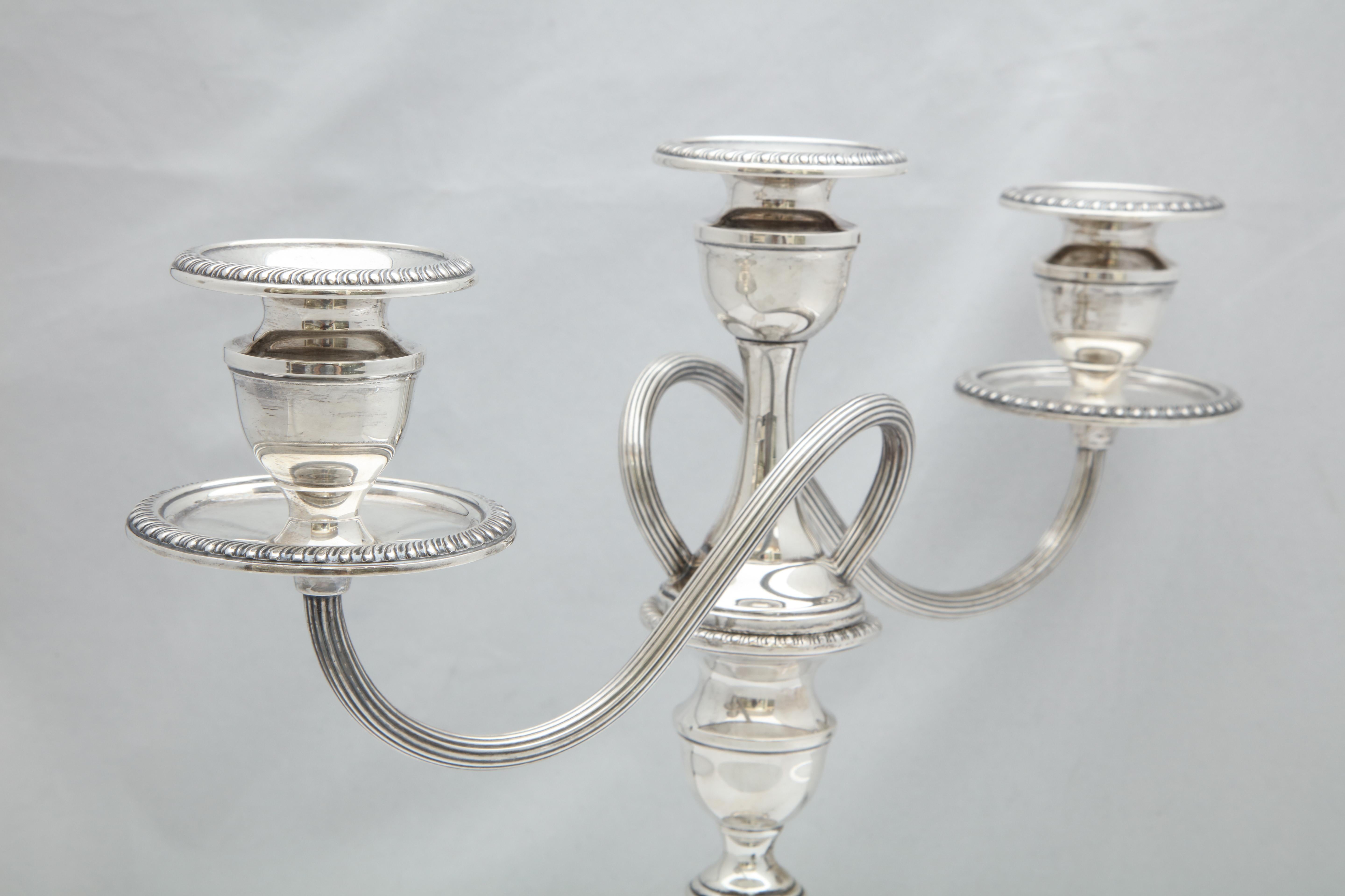 Pair of Empire Style Sterling Silver Candelabra 2