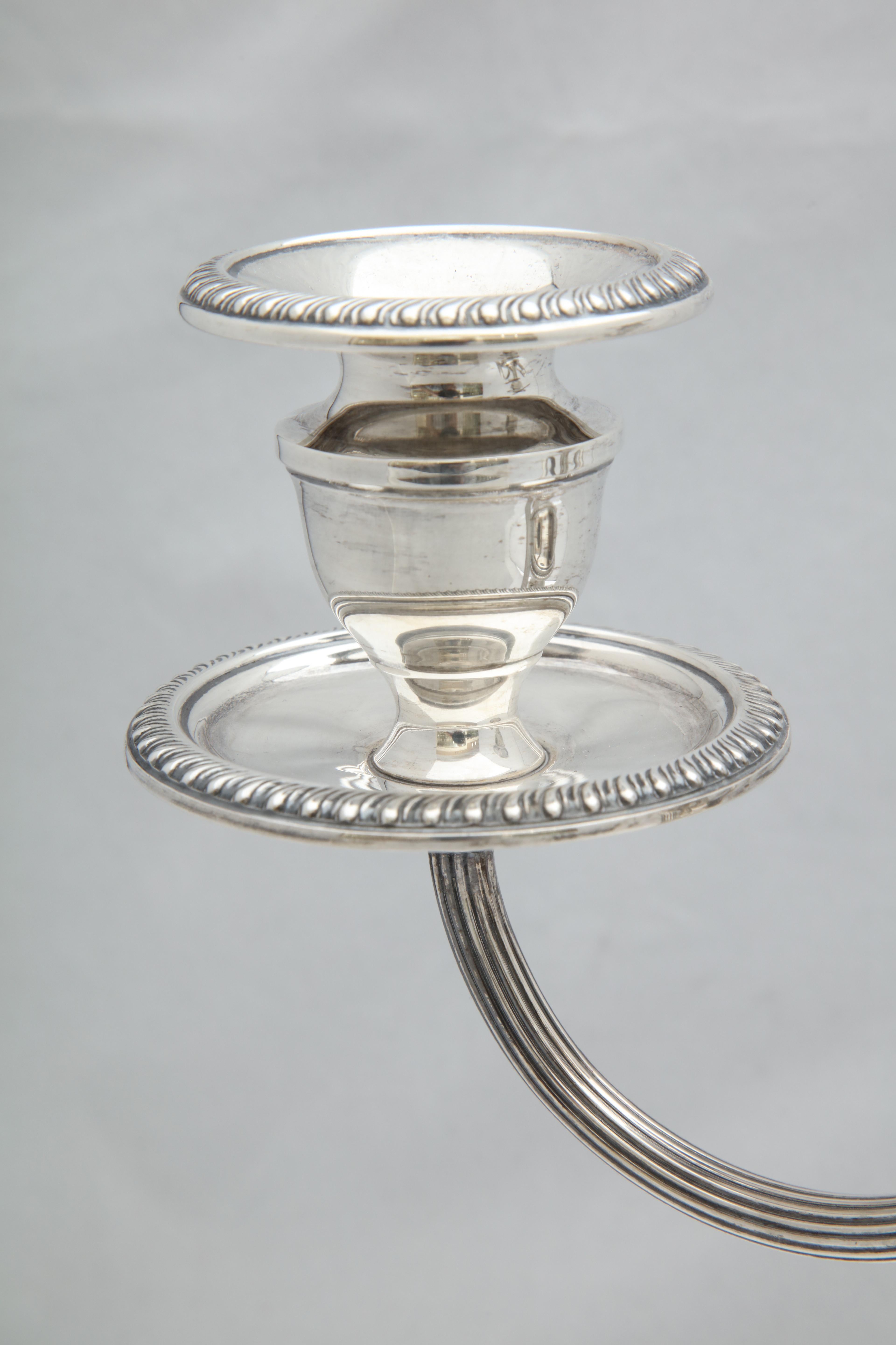 Pair of Empire Style Sterling Silver Candelabra 5