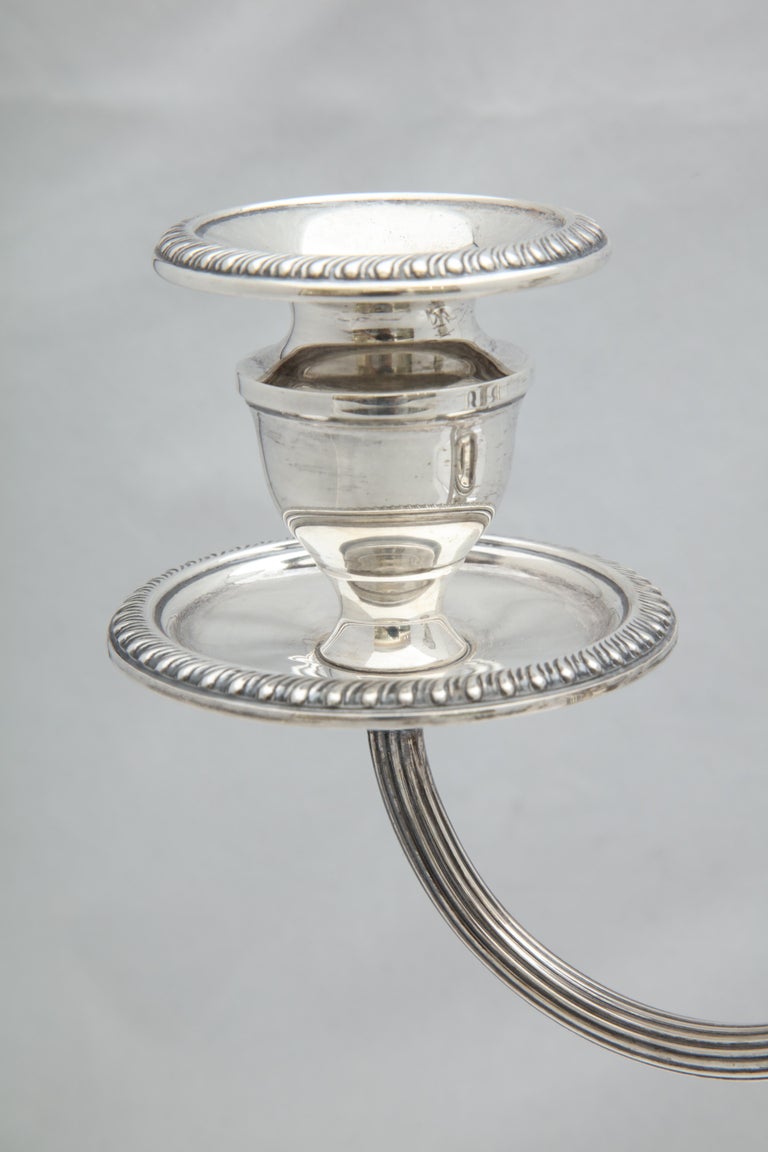 Pair of Empire Style Sterling Silver Candelabra For Sale 8