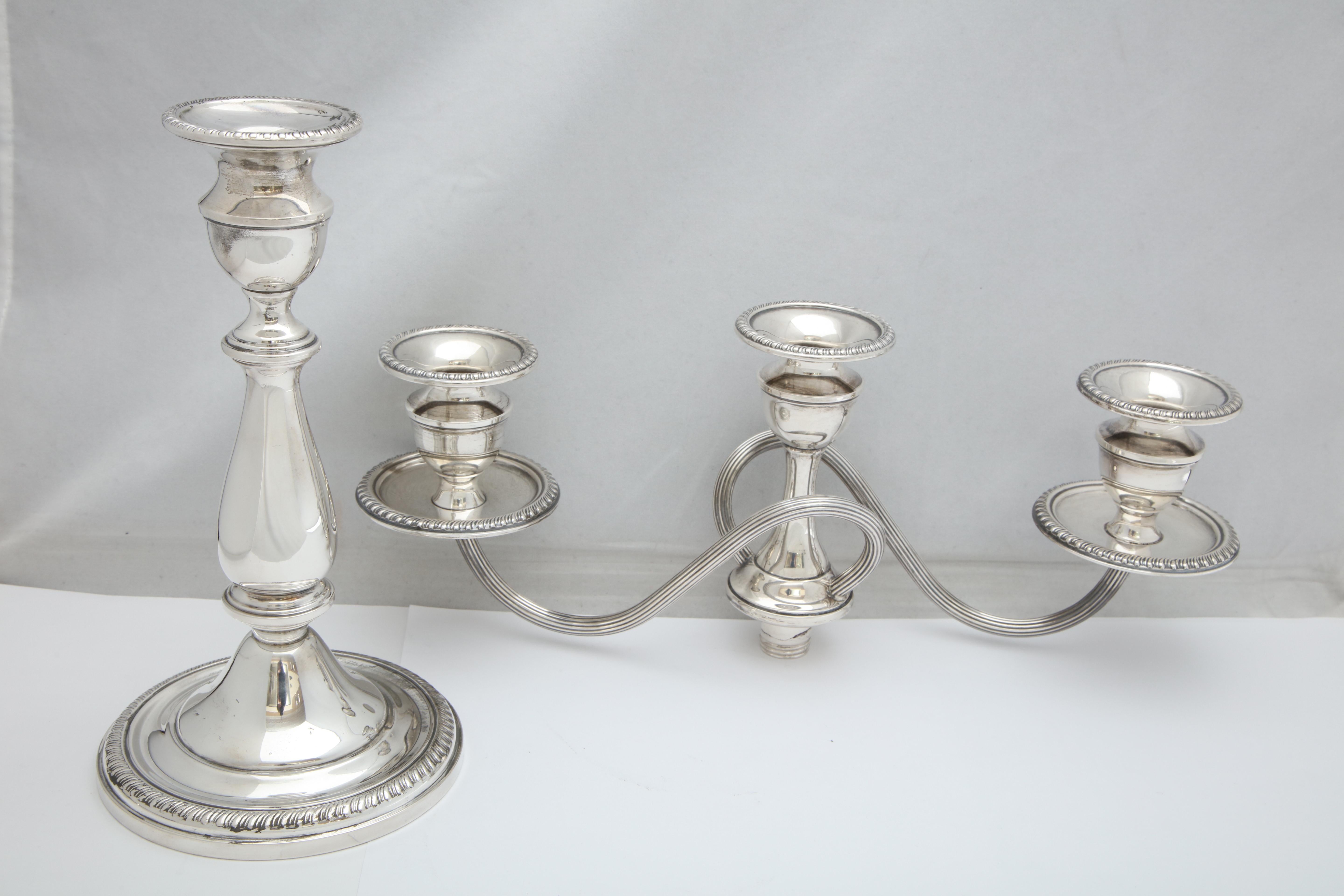 Pair of Empire Style Sterling Silver Candelabra 8