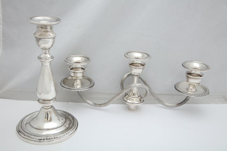 Pair of Empire Style Sterling Silver Candelabra For Sale 11