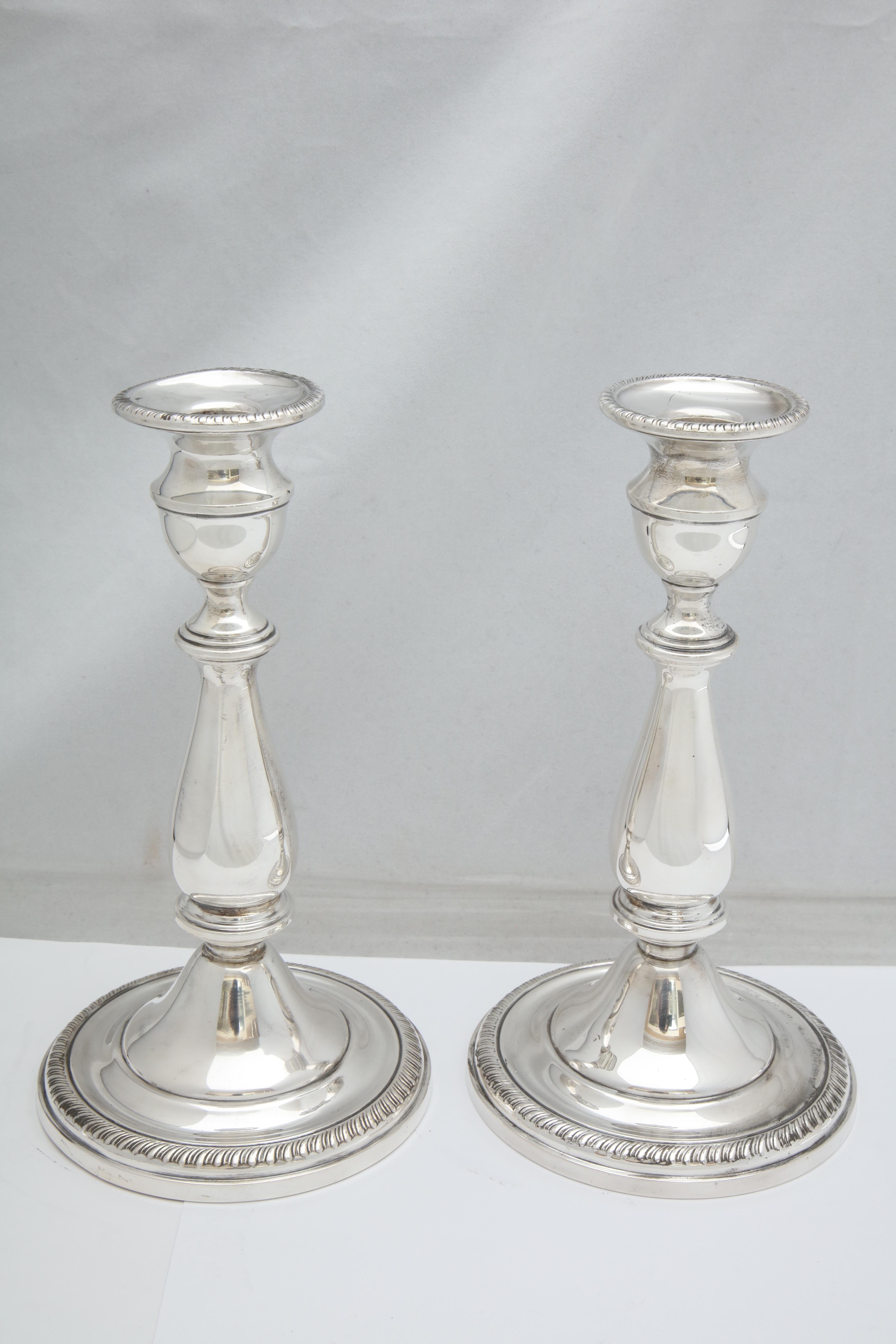 Pair of Empire Style Sterling Silver Candelabra 10