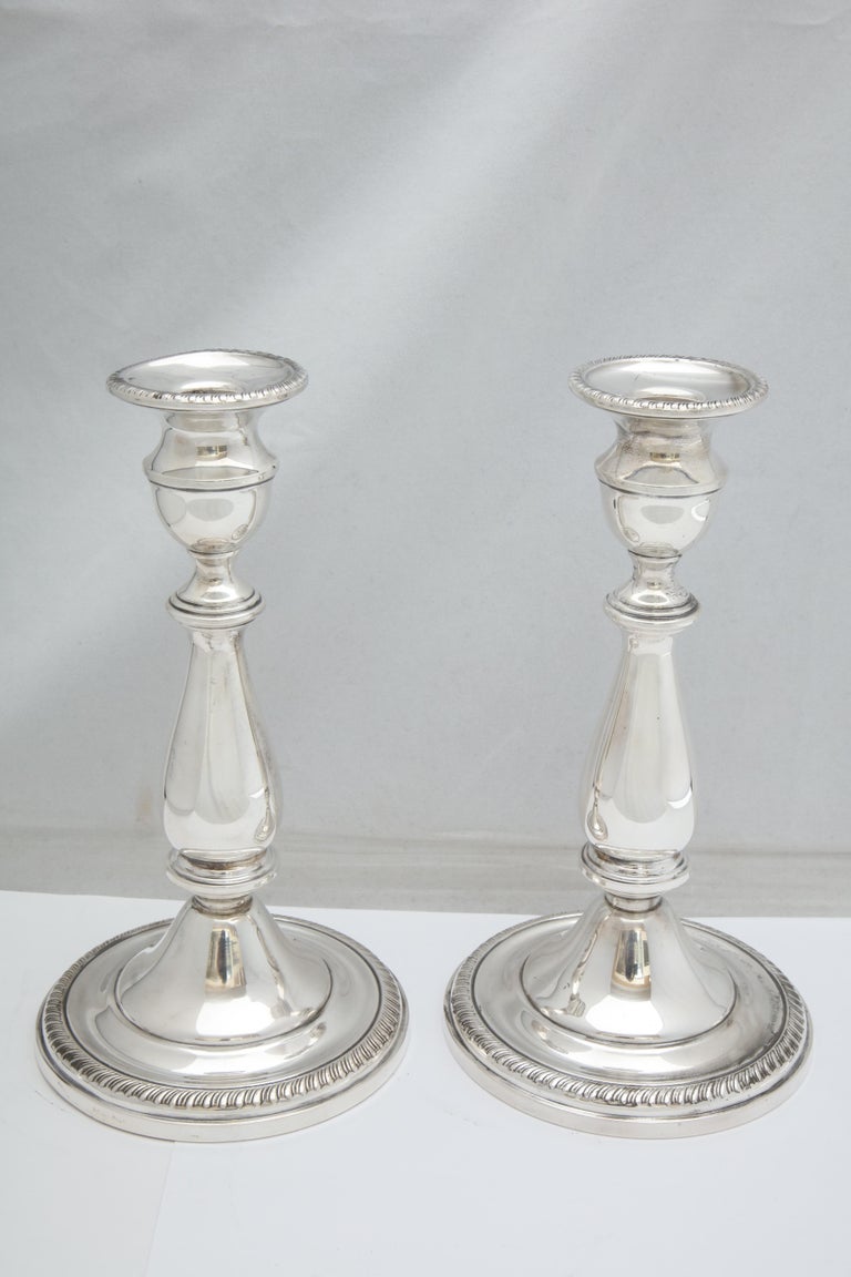 Pair of Empire Style Sterling Silver Candelabra For Sale 13