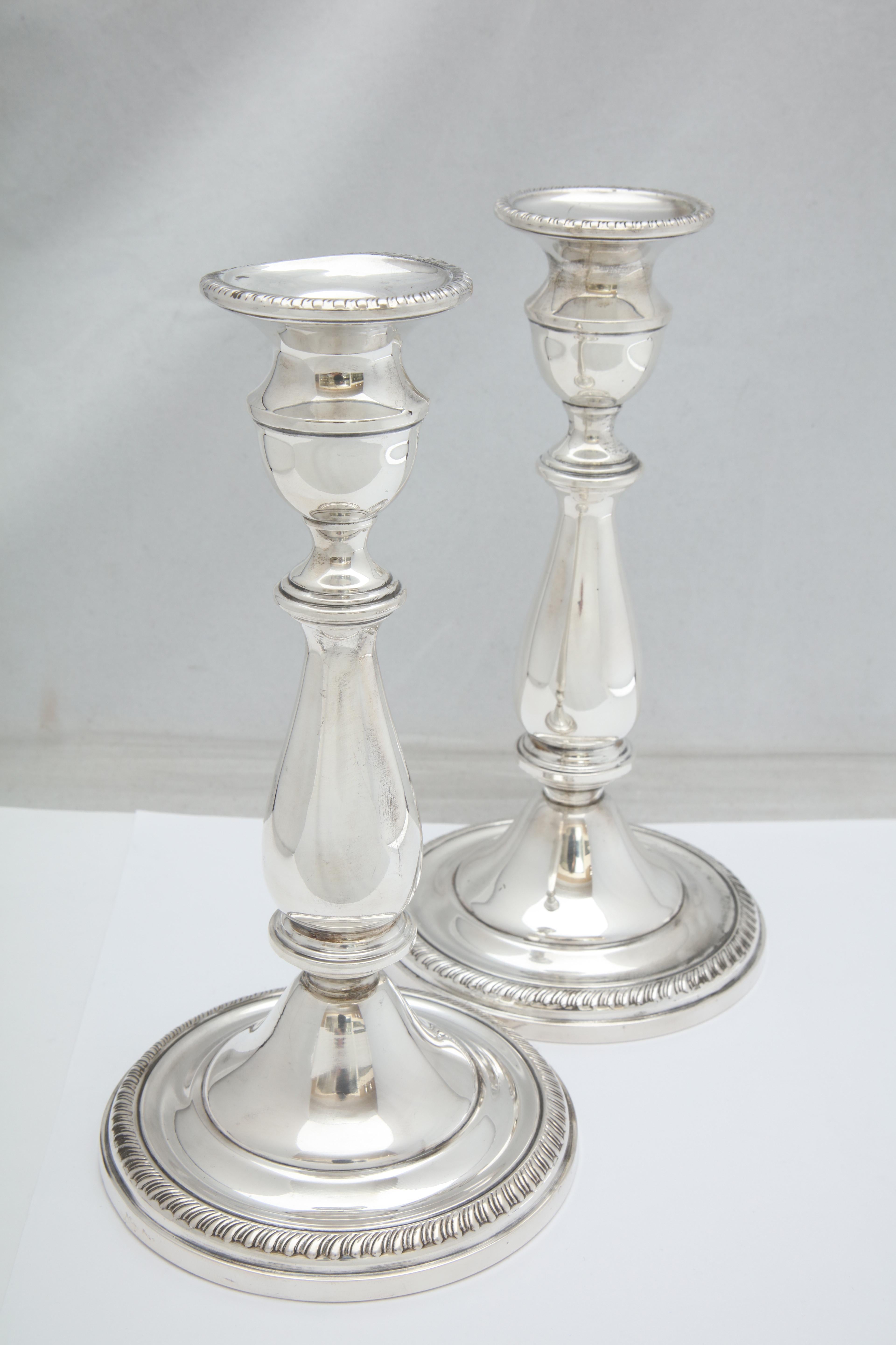 Pair of Empire Style Sterling Silver Candelabra 11