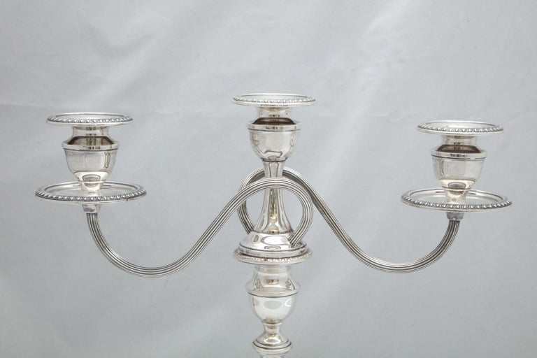 American Pair of Empire Style Sterling Silver Candelabra For Sale