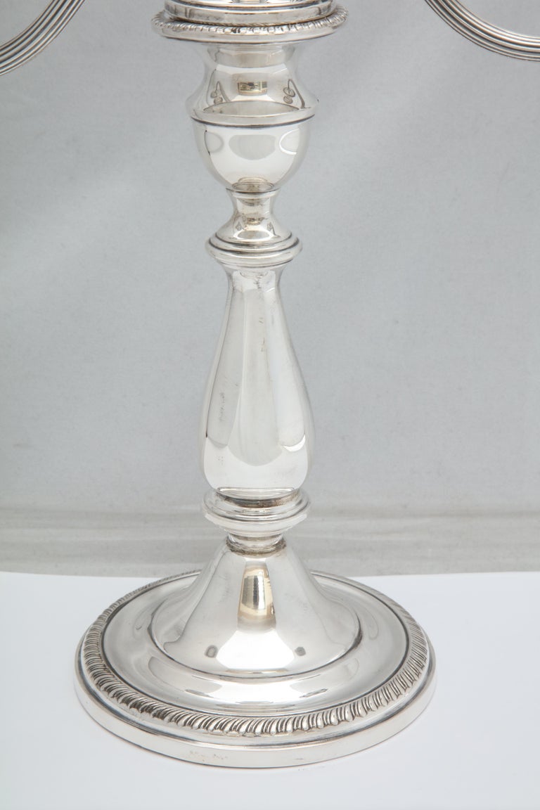 Pair of Empire Style Sterling Silver Candelabra In Good Condition For Sale In New York, NY