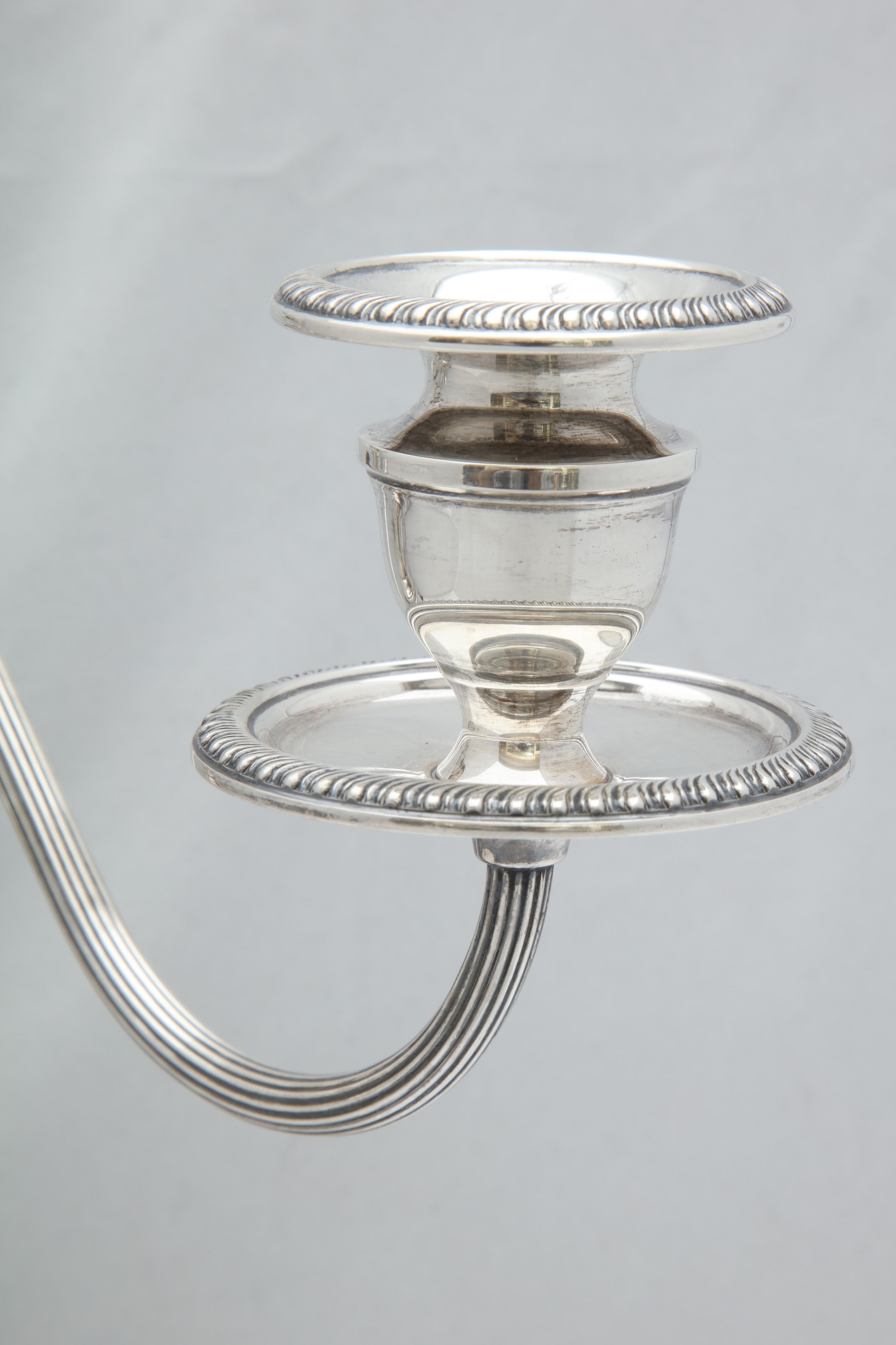 Pair of Empire Style Sterling Silver Candelabra In Good Condition In New York, NY