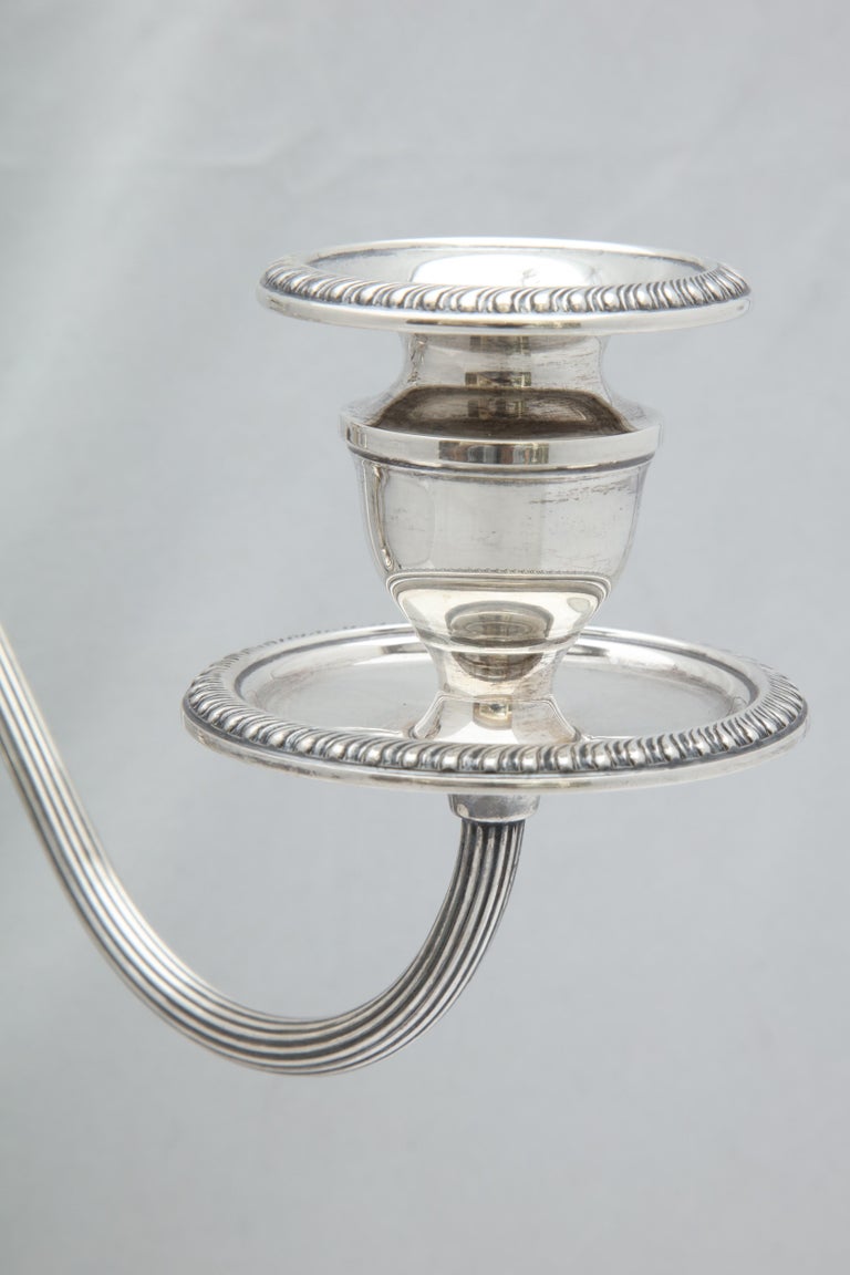 Pair of Empire Style Sterling Silver Candelabra For Sale 2