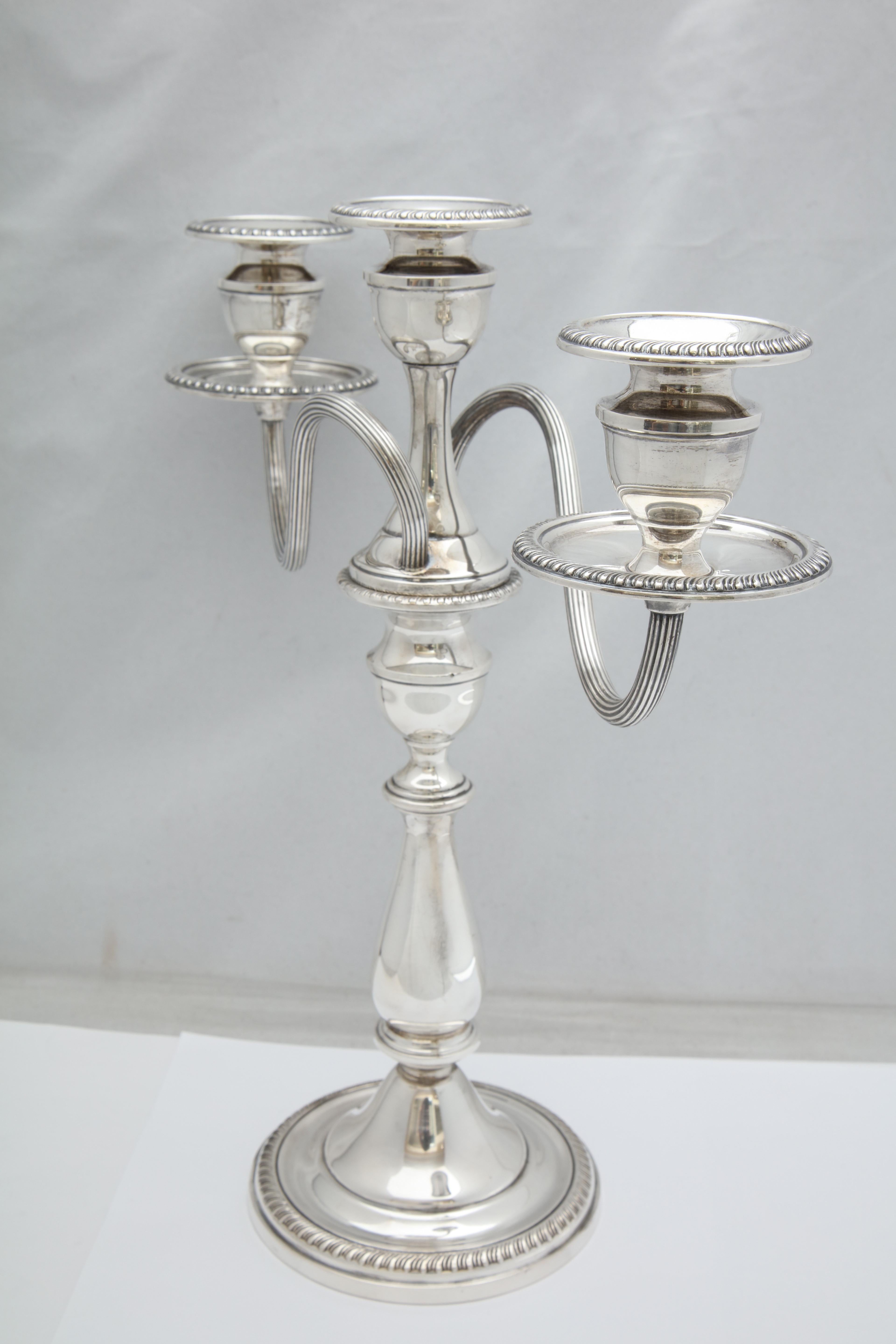 Mid-20th Century Pair of Empire Style Sterling Silver Candelabra