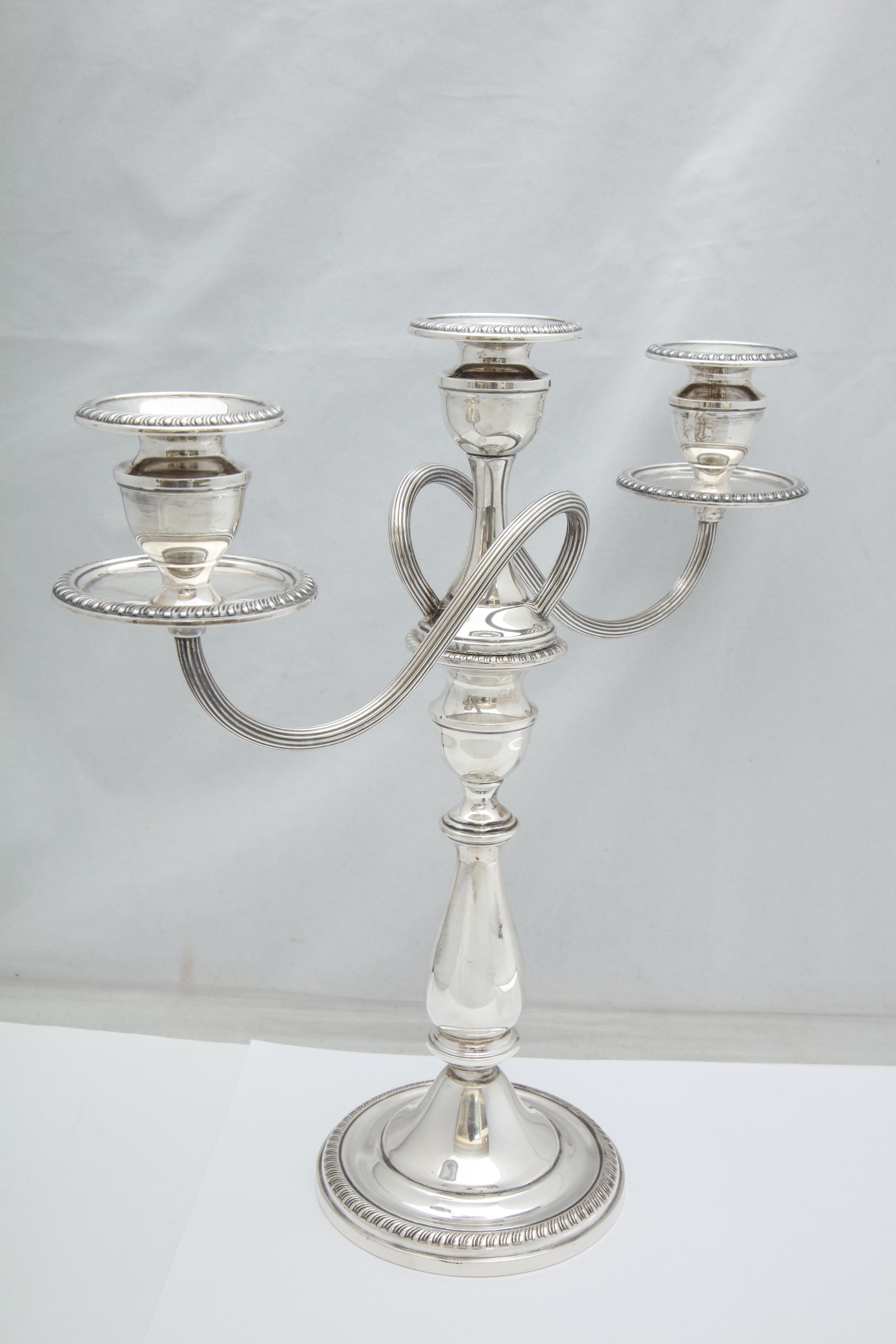 Pair of Empire Style Sterling Silver Candelabra 1