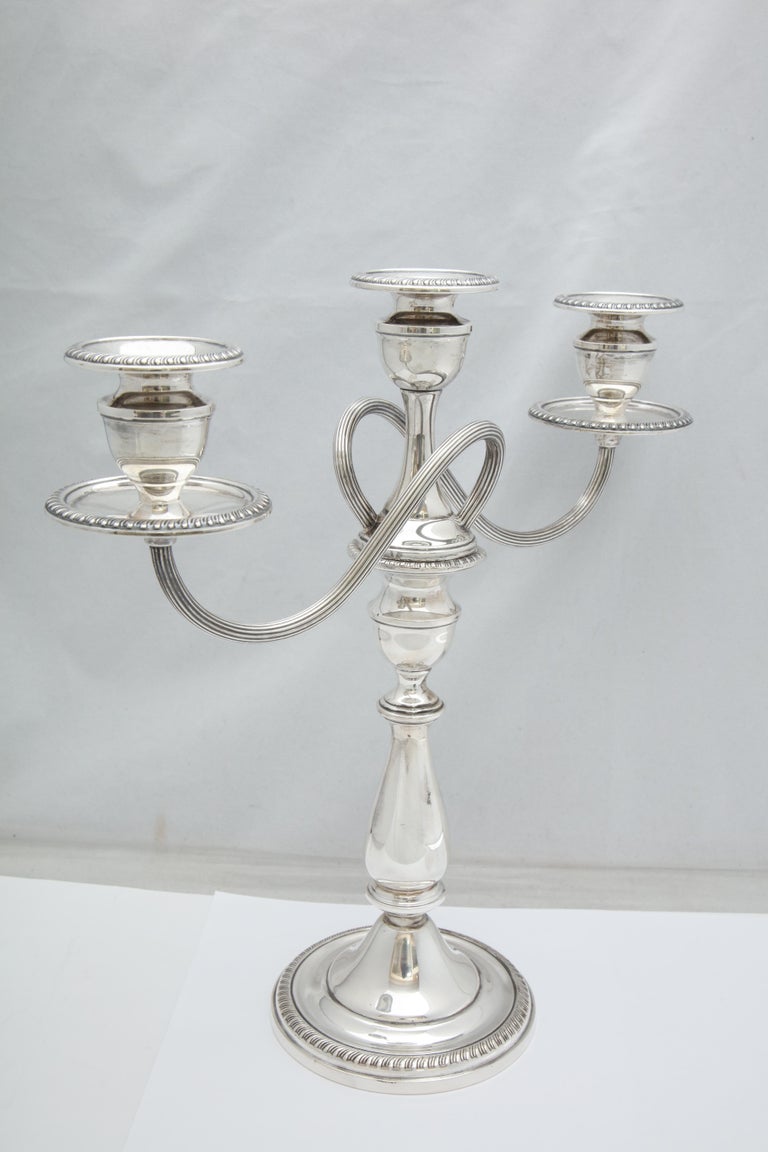 Pair of Empire Style Sterling Silver Candelabra For Sale 4